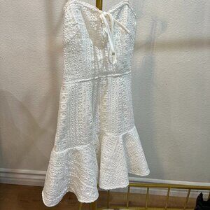 Superdown White Mini Sundress with Lace Embroidering and Lined